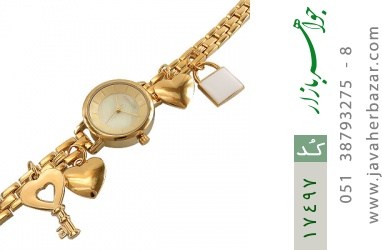 ساعت طلائی آویز کلید قفل قلب ساعت رمانسون Romanson طلائی آویز کلید قفل قلب زنانه - کد 17497